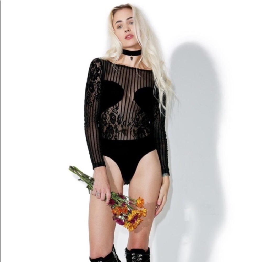 Revolve motel rocks Sheer velvet Bodysuit
